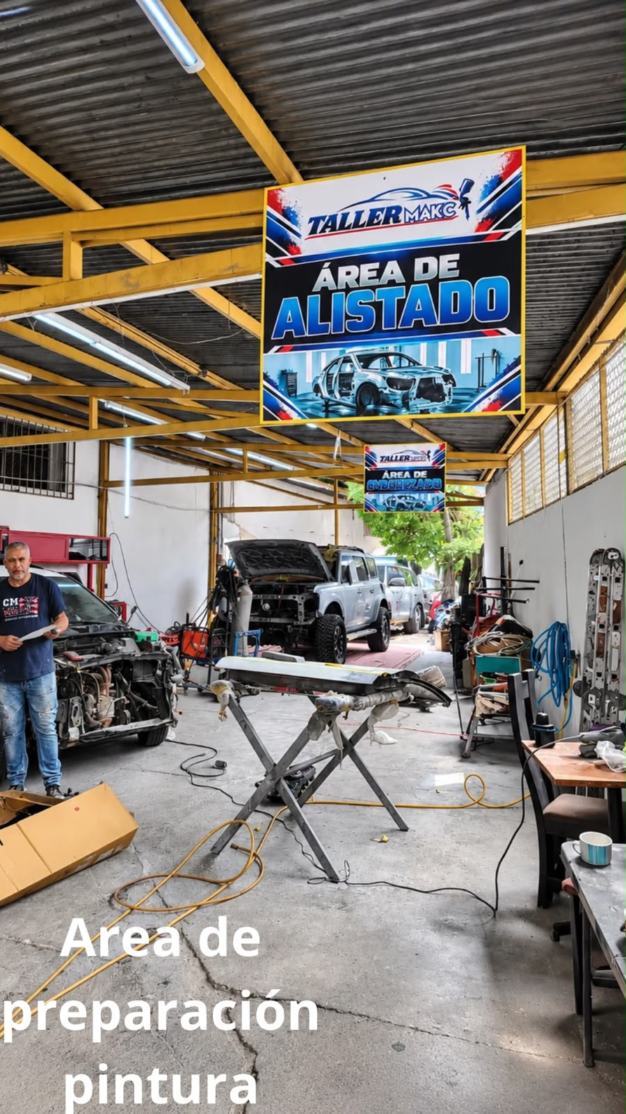 Área de preparación de carrocería y pintura